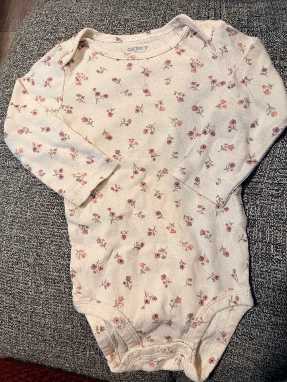 Carter's white Long-Sleeve Floral One-Piece Bodysuit